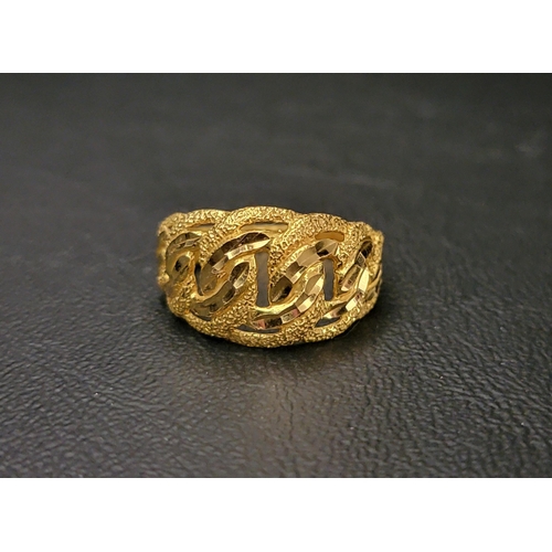 145 - TWENTY-TWO CARAT GOLD RING
the curb link motif with alternating textured and polished gold, approxim... 