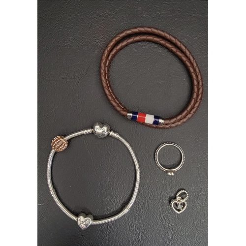 158 - SELECTION OF FASHION JEWELLERY
comprising a Tommy Hilfiger Brown Leather Double Wrap Enamel Bracelet... 