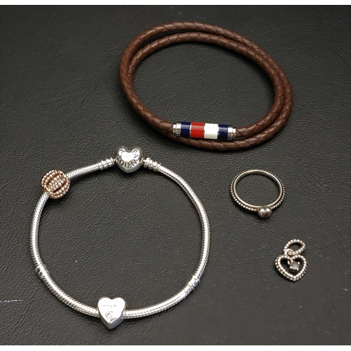 158 - SELECTION OF FASHION JEWELLERY
comprising a Tommy Hilfiger Brown Leather Double Wrap Enamel Bracelet... 