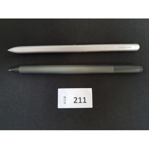 211 - TWO STYLUS PENCILS 
comprising a Samsung pencil and an unbranded pencil