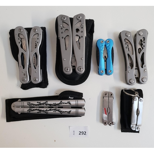 292 - SELECTION OF SEVEN MULTI-TOOLS
of various designs and sizes, some in cases
Note: You must be over th... 