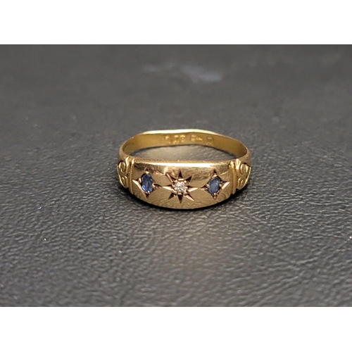 162 - VICTORIAN SAPPHIRE AND DIAMOND SET GYPSY STYLE RING
in eighteen carat gold, ring size N and approxim... 