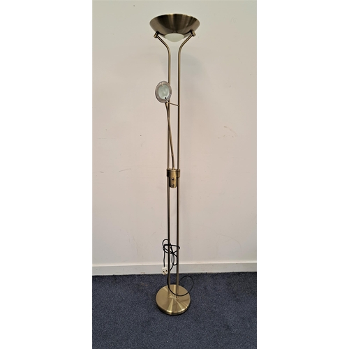 450 - BRUSHED STEEL STANDARD TYPE LAMP
with a circular up lighter and an adjustable reading lamp, raised o... 