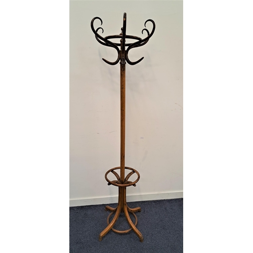 458 - FISCHEL BENTWOOD COAT/HAT STAND
with six shaped hooks around a central column with a lower hoop for ... 