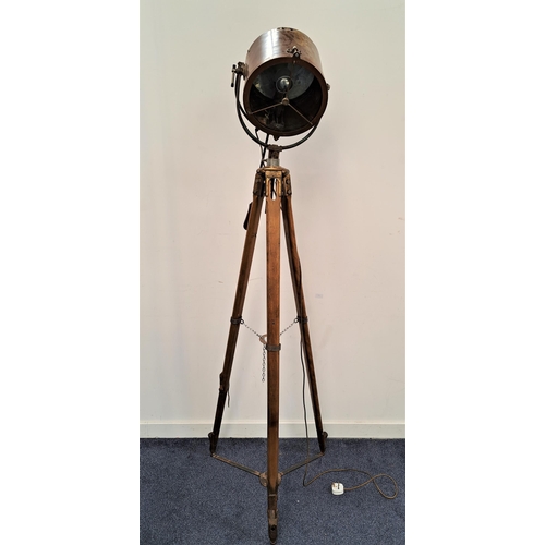 471 - FREESTANDING SPOT LIGHT LAMP
on a mahogany tripod base marked to each leg 'J.W', the brass cylindric... 