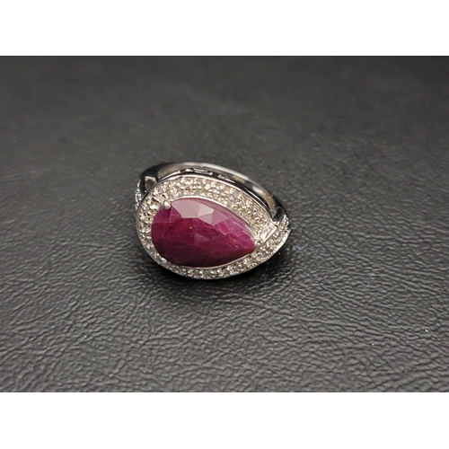 164 - RUBY SET PENDANT AND RING
both set with rose cut pear shaped rubies, the ring in silver and size O, ... 