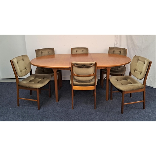 447 - MCINTOSH OVAL TEAK DINING TABLE AND SET OF TEAK CHAIRS
the table with a pull apart top and fold out ... 