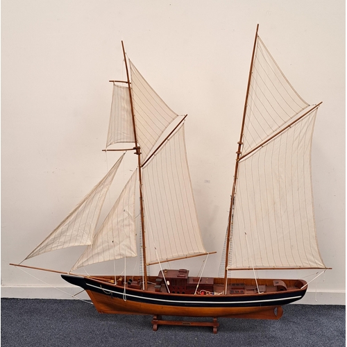 255 - SCALE MODEL OF LA BELLE POULE
a French twin mast frigate, of wood construction with stand, 197cm lon... 