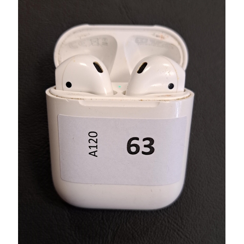 63 - PAIR OF APPLE AIRPODS 2ND GENERATION
in Lightning charging case
Note: Earbud model numbers are worn