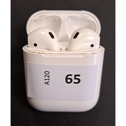 65 - PAIR OF APPLE AIRPODS 
in Lightning charging case
Note: Earbud model numbers are not visible