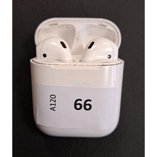 66 - PAIR OF APPLE AIRPODS 
in Wireless charging case
Note: Earbud model numbers are not visible