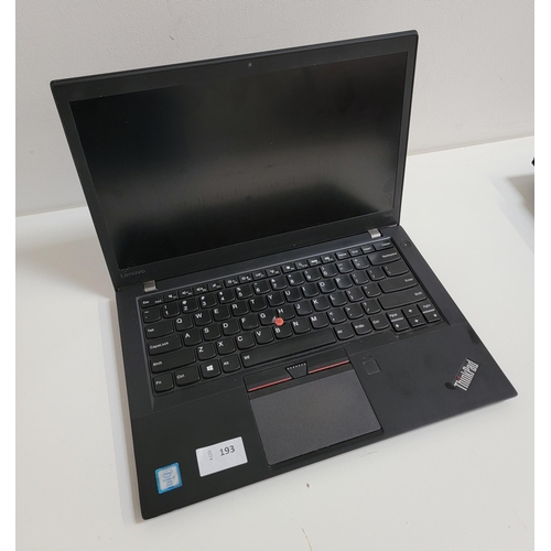 193 - LENOVO THINKPAD T460s LAPTOP
with Intel Core i7 vPro; Wiped; Some wear and scuffs to outer case
Note... 