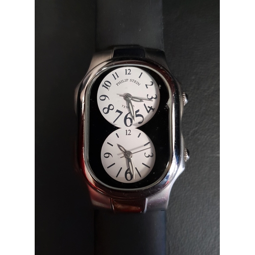 65 - PHILIP STEIN TESLAR DUEL TIME ZONE WATCH
with Teslar Quantum Technology, serial number 1035453, with... 