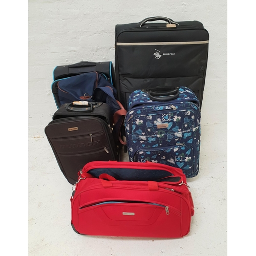 1 - SELECTION OF FOUR SUITCASES AND TWO HOLDALLS
including Swiss Polo, On Spirit, Aristocrat, Dunlop
Not... 