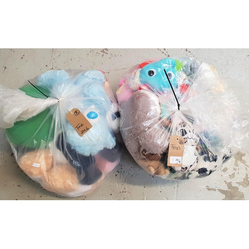 24 - TWO BAGS OF TOYS
including soft toys, dolls, cars