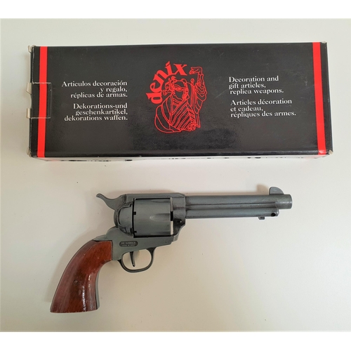 173 - DENIX REPLICA SIX SHOT REVOLVER
.380 calibre with a 12cm barrel and wood grip, boxed