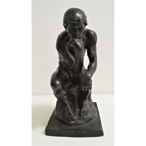 192 - AFTER AUGUSTE RODIN
The Thinker, a spelter model signed A.Santini, 25cm high