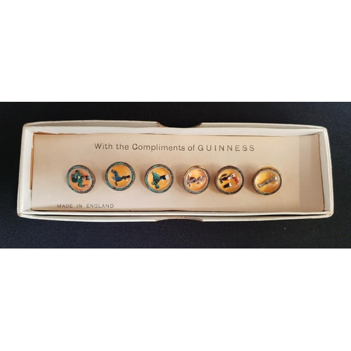 195 - SET OF SIX GUINNESS BUTTONS
in original box with packaging card