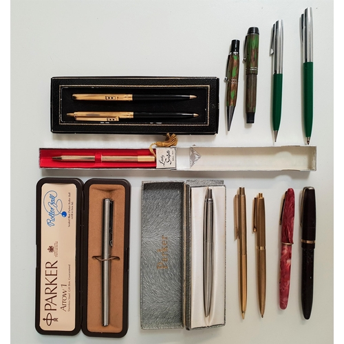 203 - SELECTION OF VINTAGE PENS AND PENCILS
including a boxed Paper Mate pen and pencil set; A boxed Parke... 