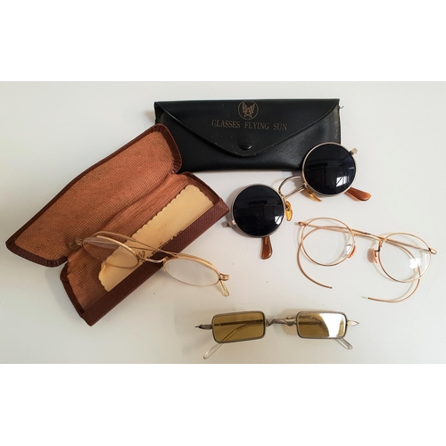 275 - SELECTION OF VINTAGE GLASSES AND SUNGLASSES
comprising a pair of sunglasses with rectangular yellow ... 