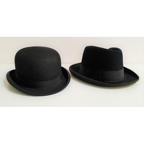 276 - DUNN & CO. LONDON BOWLER HAT
hat number 9517 and with code D8124, size 7 1/8; together with a fedora... 