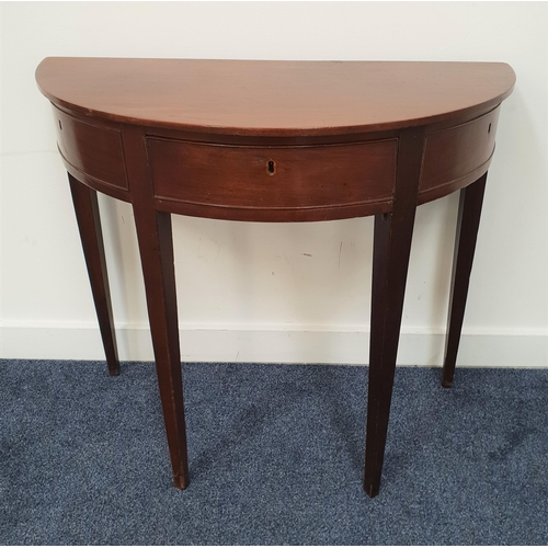 440 - 19th CENTURY MAHOGANY SIDE TABLE
with a D shaped top above a central frieze drawer flanked by a pair... 