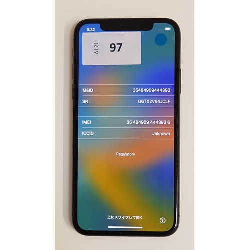 97 - APPLE IPHONE X
IMEI 354849094443936. Apple Account locked. 
Note: It is the buyer's responsibility t... 