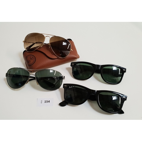 154 - FOUR PAIRS OF RAY-BAN SUNGLASSES
one pair in case