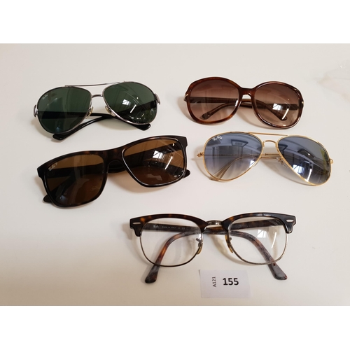 155 - SELECTION OF DESIGNER SUNGLASSES AND GLASSES
comprising three pairs of Ray-Ban sunglasses, one pair ... 