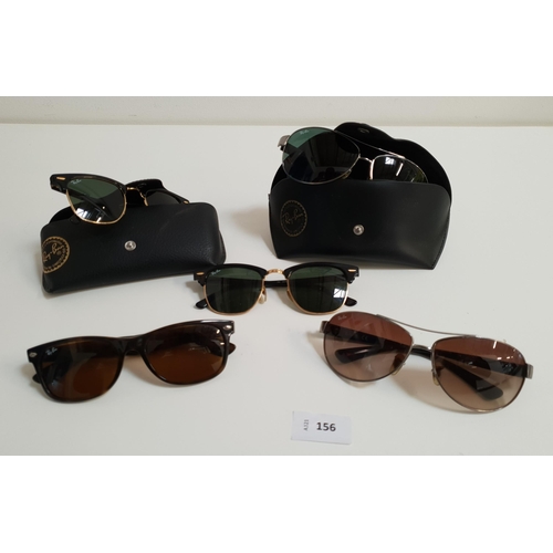 156 - FIVE PAIRS OF RAY-BAN SUNGLASSES
two pairs with cases