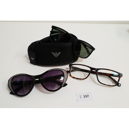 157 - SELECTION OF DESIGNER SUNGLASSES AND GLASSES
comprising a pair of Emporio Armani sunglasses in case,... 