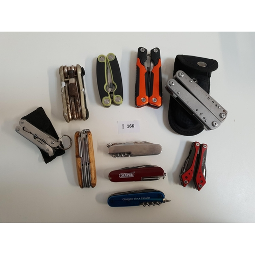 166 - SELECTION OF MULTI-TOOLS AND SWISS ARMY KNIVES
of various sizes and designs
Note: You must be over t... 