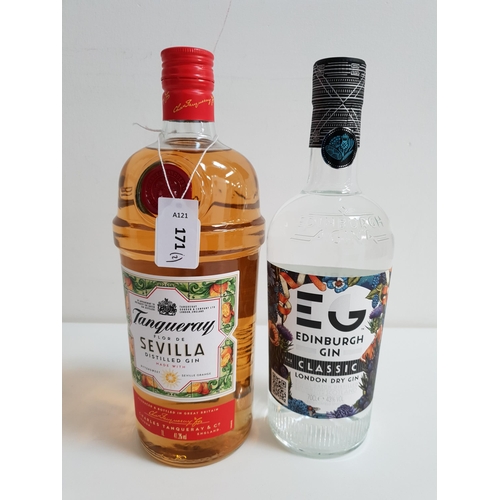 171 - TWO BOTTLES OF GIN
comprising one bottle of Tanqueray Flor de Sevilla gin (1 litre and 41.3%); and o... 