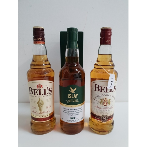 174 - THREE BOTTLES OF SCOTCH WHISKY
comprising one bottle of Islay Single Malt Scotch Whisky (70cl and 40... 