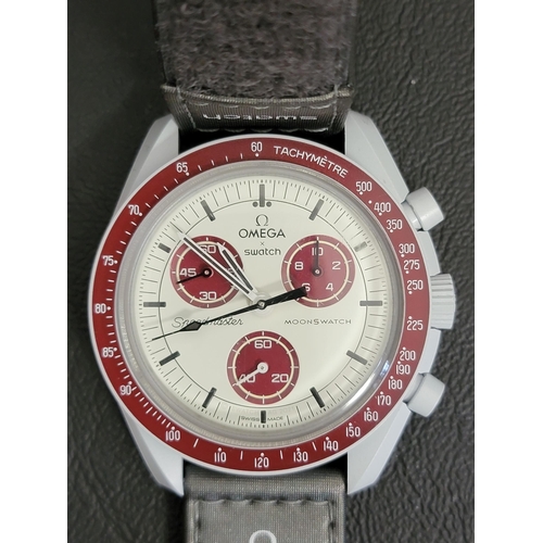 84 - OMEGA X SWATCH MOONSWATCH MISSION TO PLUTO WRISTWATCH
the white dial with baton five minute markers ... 