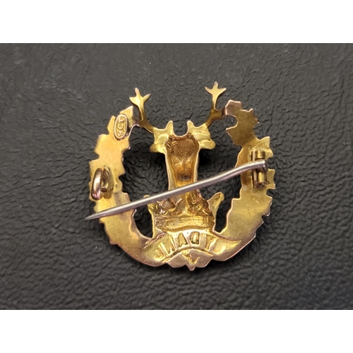 102 - NINE CARAT GOLD GORDON HIGHLANDERS SWEETHEART BROOCH
approximately 2.6cm wide and 3.4 grams (pin rep... 