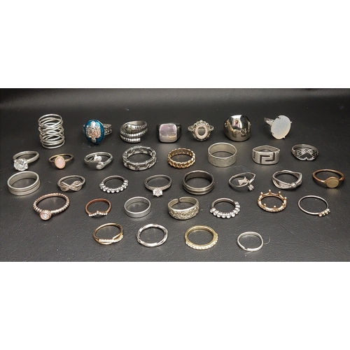 117 - SELECTION OF SILVER AND OTHER RINGS 
including stone set rings, bands and statement rings