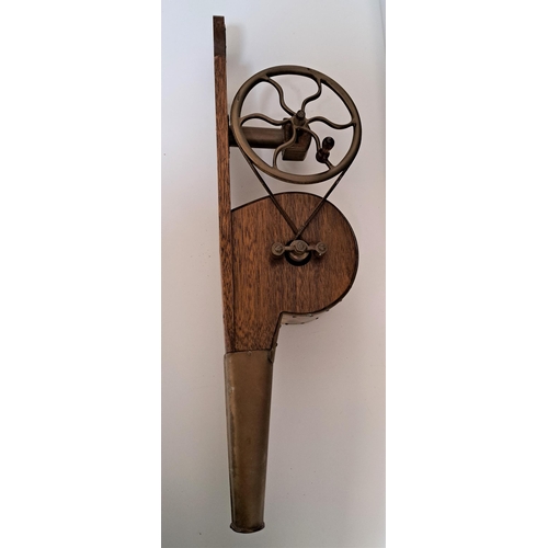 212 - 19th CENTURY SET OF MECHANICAL BELLOWS
of oak and brass construction, 60cm long