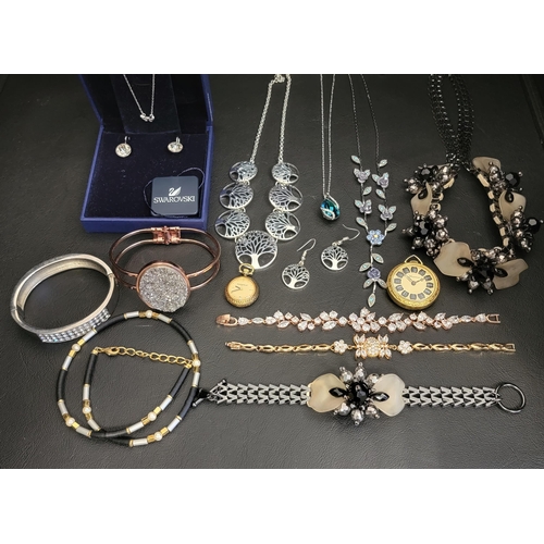 75 - SELECTION OF FASHION AND COSTUME JEWELLERY
comprising a pair of boxed Swarovski crystal earrings and... 