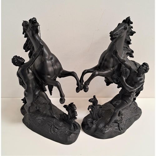 209 - PAIR OF SPELTER MARLY HORSES
after Coustou, on naturalistic bases with both horses rearing and their... 