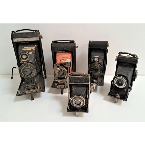 225 - SELECTION OF VINTAGE FOLDING CAMERAS
including a Dehel Anastigmat, Kodak No.£-A autographic, Kodak N... 