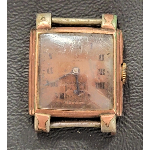 80 - GENTLEMAN'S VINTAGE OMEGA WATCH
circa 1940, the square copper dial with Roman numerals and subsidiar... 