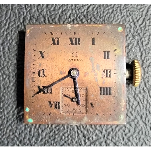 80 - GENTLEMAN'S VINTAGE OMEGA WATCH
circa 1940, the square copper dial with Roman numerals and subsidiar... 