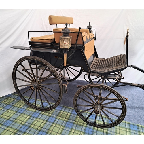 181 - FOUR WHEEL HORSE DRAWN CARRIAGE
with two forward facing seats and a rear facing bench seat with fold... 