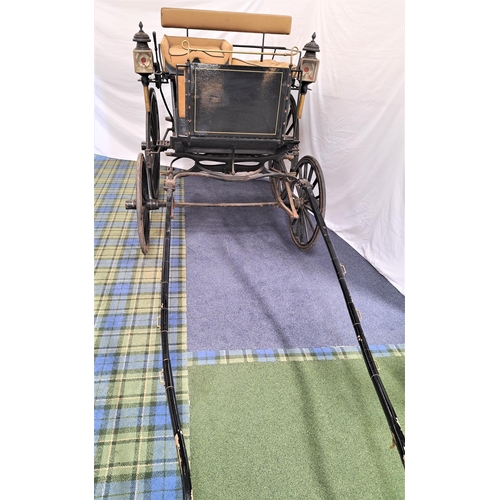 181 - FOUR WHEEL HORSE DRAWN CARRIAGE
with two forward facing seats and a rear facing bench seat with fold... 