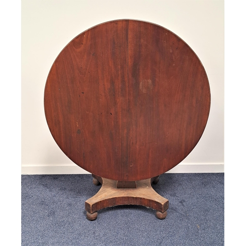 455 - WILLIAM IV MAHOGANY BREAKFAST TABLE
with a circular tilt top on a shaped column and quadripartite ba... 