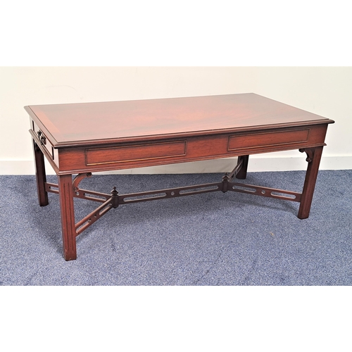 457 - MAHOGANY AND CROSSBANDED OCCASIONAL TABLE
with a rectangular top above two frieze drawers, standing ... 