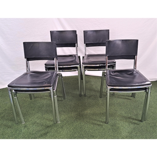 479 - ITALIAN SEGIS DESIGNED CHAIRS
with a black leather back and seat on chrome supports (8)