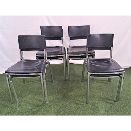 480 - ITALIAN SEGIS DESIGNED CHAIRS
with a black leather back and seat on chrome supports (8)