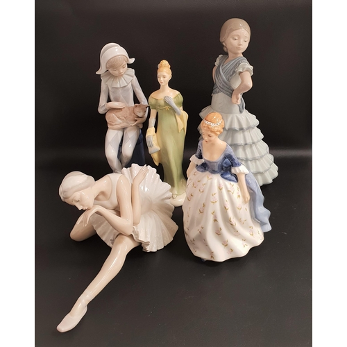 160 - SELECTION OF FIGURINES
comprising Lladro Ballerina Dying Swan 4855, 13.5cm high, Lladro Little Senor... 